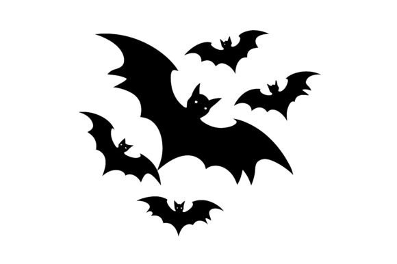 Download Group of Flying Bats Silhouette Vector - Vector Collection