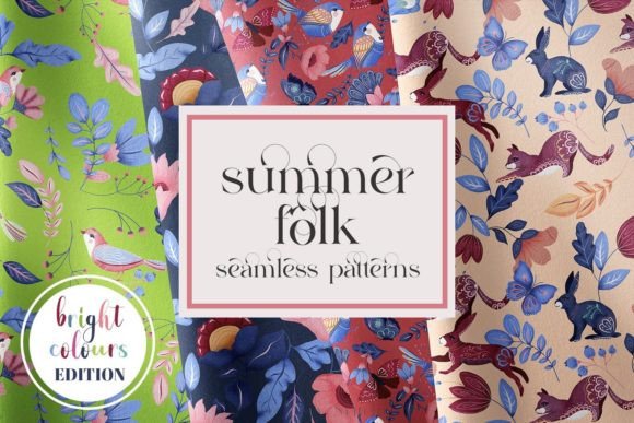 Download Summer Folk Seamless Patterns JPEG PNG - Premium Resources