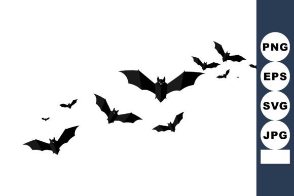 Download Flying Bats Silhouette Vector in Black O - Vector Collection