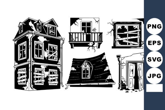 Download Monochrome Haunted House Vector Set - Vector Collection