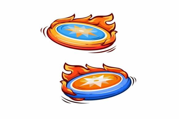 Download Flaming Flying Frisbee Vector Set - Vector Collection