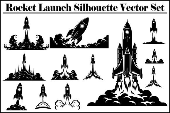 Download Rocket Launch Silhouette Vector Set - Vector Collection